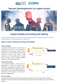 Joint EBA and ESMA factsheet on Crypto lending, borrowing and staking